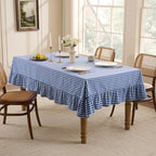 Romanstile Gingham Ruffled Tablecloth Rectangle, 60 x 84 Inch, Blue - Image 2