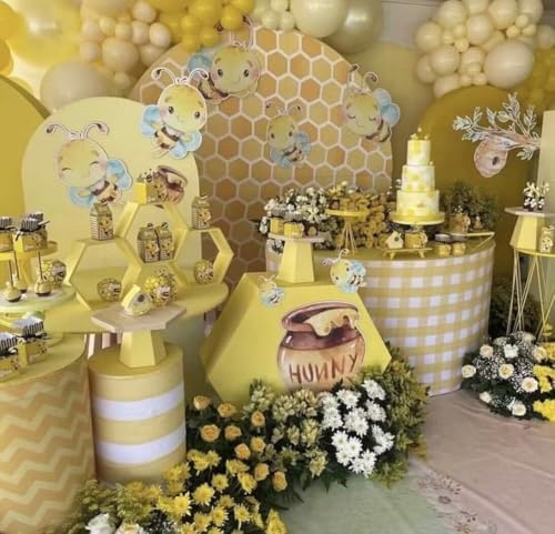 Happy Bee Days Celebration Honeycomb Arch Backdrop Stand Covers Sweet Bees Yellow Party Decorations 3x5ft Arches Backdrop Fabric Cover Supplies Kids Baby Shower Decors - Image 4