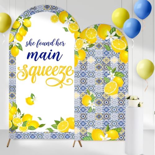 Serencatcher 7.2ft 6ft Main Squeeze Bridal Shower Arch Backdrop Covers 2pcs by Serencatcher