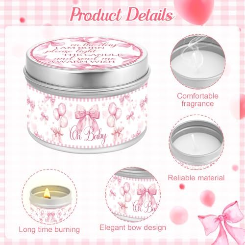 24Pcs Bow Baby Shower Party Candles for Gender Reveal Gift - Image 3