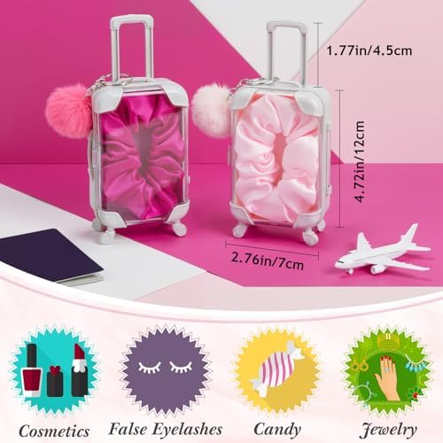 LemonRoad 60 Pcs Mini Empty Suitcase Box with Plush Keychain, Multicolor - Image 2
