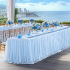 4 Pack Baby Blue Tablecloth for 8 Foot Rectangle Tables Tulle Table Skirt - Image 5