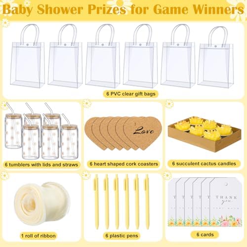 MotiMind 6 Sets Yellow Daisy Baby Shower Prizes for Winners Guest Game - Image 2