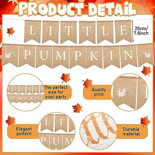 Tanlade 193 Pcs Fall Little Pumpkin Baby Shower Decorations Pumpkin Banner - Image 3