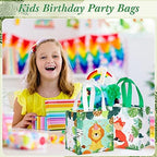 Silkfly 60 Pcs Safari Goodie Bags with Handles, Jungle Animal Non Woven Party Favor Bag Reusable Gift Bag Candy Treat Bags for Birthday Baby Shower Zoo Theme Party Favors - Image 5