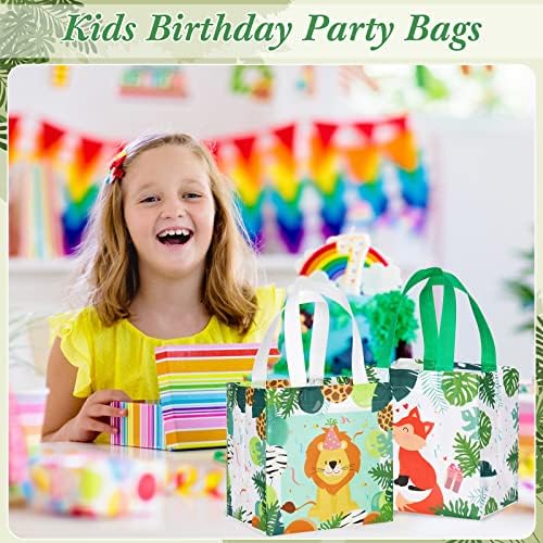 Silkfly 60 Pcs Safari Goodie Bags with Handles, Jungle Animal Non Woven Party Favor Bag Reusable Gift Bag Candy Treat Bags for Birthday Baby Shower Zoo Theme Party Favors - Image 5
