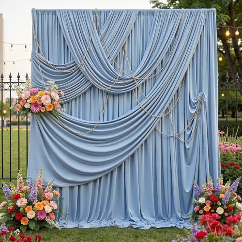 10x12ft Dusty Blue Backdrop Curtains for Wedding Party 2 Panels 5×12FT Tall by LeegleriTableSkirt