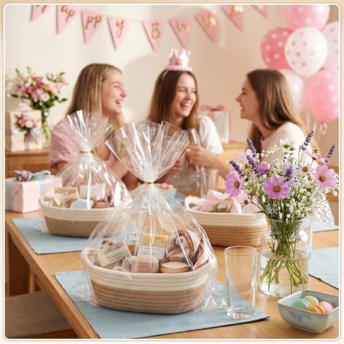 Novabright 6 Pack Small Woven Gift Baskets with Gift Bags Ribbons - Image 3