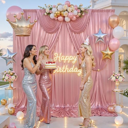 20ft x 10ft Rose Gold Sequin Backdrop Curtains for Party Wedding Shimmer Curtain Backdrop Prom Sparkly Glitter Fabric Photo Backdrop Drapes for Birthday Party Photography Baby Shower 5x10FT, 4 Panels - Image 2