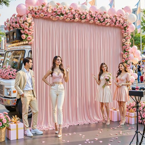 10x10ft Dusty Rose Backdrop Curtains for Wedding Parties Wrinkle Free Photo Backdrop Drapes for Photography Birthday Baby Shower Soft Fabric Party Backgournd for Photoshoot 5x10ft, 2 Panels - Image 5