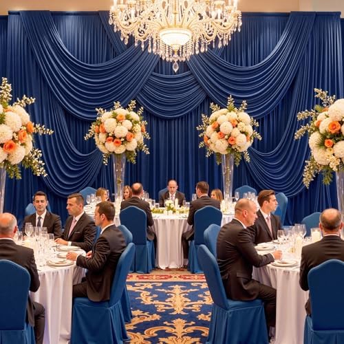 40FT x 15FT Wrinkle-Free Navy Blue Backdrop Curtains for Wedding, 8 Panels Navy Blue Fabric Photo Background Drapes for Wedding Reception, Birthday, Bridal & Baby Shower Decorations Photography - Image 2