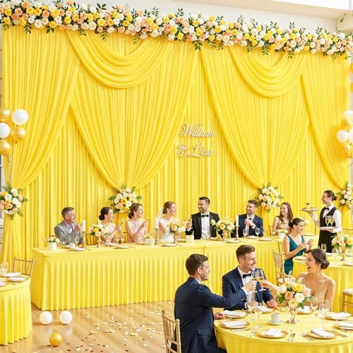40ft x 10ft Wrinkle Free Yellow Wedding Backdrop Curtains for Party Bridal Shower Reception Decorations Yellow Fabric Curtain Backdrops Drapes for Photography Baby Shower Birthday Background - Image 2