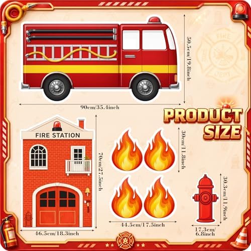 Honoson 5 Pcs Large 3FT Firefighter Birthday Decorations Cardboard Cutouts - Image 3