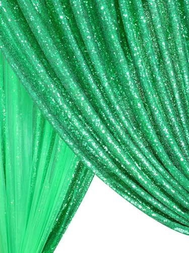 QueenDream Green Sequin Backdrop Curtain Party Backdrop Curtain 8ft x 8ft for Glitter Birthday Wedding Curtains - Image 5