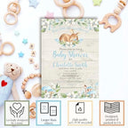 Custom Baby Shower Invites Oh Deer Invitation for Boys 20 5x7 Custom Personalized Wildlife Invites With Envelopes - Unique Little Deer Baby Shower Cards - Image 2