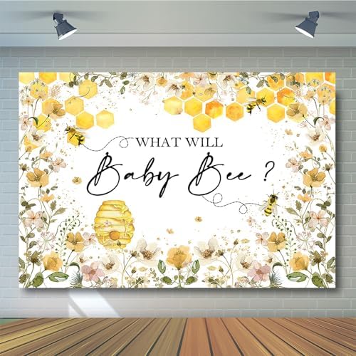Avezano Baby Bee Gender Reveal Backdrop - Honeycomb Bee Theme Party Decorations Banner (8x6ft) - Image 4
