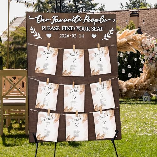 OurWarm Wooden Seating Chart for Wedding Reception Display 23.6x15.7 Inch by OurWarm