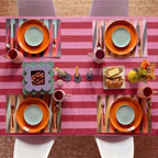 Tudomro Striped Tablecloth, Rectangle, Red, Pink, 52'' X 70'' - Image 5