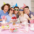 350 Pcs Pink and White Paper Plates and Napkins Set,Tableware for 50 Guest - Image 5