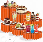 6Pcs Buffet Risers, Food Risers for Table, Foldable Cake Display Stands, Tall Cardboard Cupcakes Stand for Show Catering Desserts Jewelry Wedding Birthday Party Decoration (Orange) by Unknown