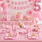 Vyntra 350 Pcs Pink Square Paper Plates and Napkins Set, Serves 50 - Image 5