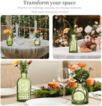 Glass Bud Vases Set of 16 - Green Assorted Small Mini Glass Vases for Flowers, Crystal Vintage Vase Set, Bulk Centerpieces for Table Décor, Wedding, Home and Events (Green, 16 Pcs) - Image 3