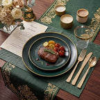 NOCCUR 350PCS Green Plastic Plates - Disposable Green Gold Dinnerware Set for 50 Guests, 100 Dinner/Dessert Plates, 150 Gold Silverware, 50 Cups&50 Napkins for Party ＆ Wedding ＆ World Cup 2026 - Image 5