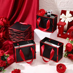 Yeaqee 50 Pcs Mini Metallic Paper Gift Bags with Handle, Black, Red - Image 5