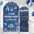 Serencatcher 7.2ft 6ft Denim Blue Jean Baby Shower Arch Backdrop Cover 2pcs by Serencatcher