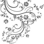 Grey Color Swirl Flower Floral Wall Decal. Edge to Edge Decal. (100in X 29in) #262A by Stickerbrand