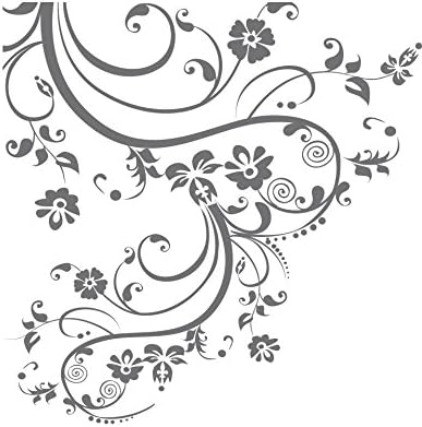 Grey Color Swirl Flower Floral Wall Decal. Edge to Edge Decal. (100in X 29in) #262A by Stickerbrand
