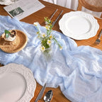 Goodluck 6 Pack 10Ft Baby Blue Cheesecloth Table Runner 35x120 Inch Boho Gauze Table Runner for Wedding Reception, Bridal Shower, Birthday Party, Rustic Decor, Tables, Chairs & Wedding Arches - Image 3