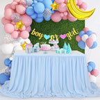 9ft Baby Blue Table Skirt Baby Shower Sheer Tablecloth for Rectangle or Round Table Dcoeration Chiffon Table Cloth for Party 2 Layer - Image 3