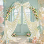 Ivory Large Bows for Backdrop Giant Bows Birthday Party Decorations Large Giant Bow Decor, Cream Giant Satin Bow Decoration for Wedding Baby Shower Birthday Photo Booth Room Decor 24"x16" - Image 2