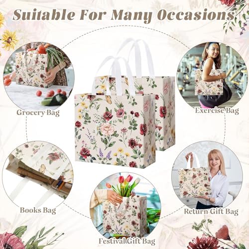 Abbylike 30 Pcs Retro Wildflowers Gift Bags Reusable Tote for Birthday - Image 5