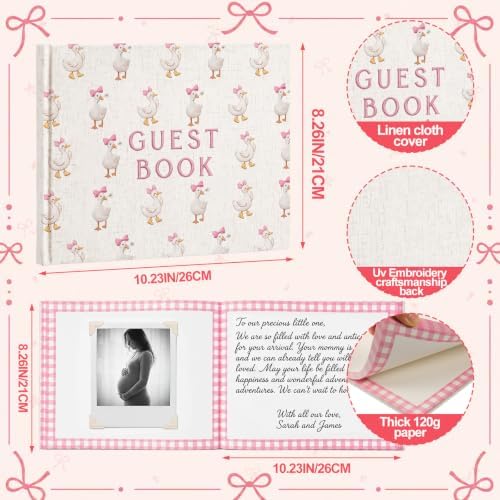 Engrowtic Embroidered Silly Goose Baby Shower Guest Book Linen Cute - Image 2