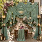 10ftx15ft Sage Green Backdrop Curtains for Parties, Wrinkle Free Polyester Sage Green Photo Backdrop Drapes 2 Panels 15 ft Long Back Drop Cloth for Wedding Birthday Photography Background Party - Image 5