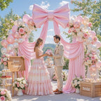 Giant Bow for Backdrop Big Pink Bow 80x24x16 Inch Large Satin Ribbon Bow Wall Decor for Wedding Birthday Baby Shower Party Photo Booth, Washable Reusable Fabric Bow for Nursery Bedroom Door Hanging - Image 3