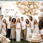 MEHOFOND 10x7ft Bear Baby Shower Backdrop We Can Bearly Wait Baby Shower Party Decorations for Boy Hot Airs Balloons Watercolors Clouds Stars Photography Background Newborn Photo Booth Props (Brown) - Image 5