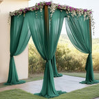 10ft x 10ft Emerald Green Backdrop Curtains, Wrinkle-Free Sheer Chiffon Fabric Photo Backdrop Drapes for Wedding Arch Party Ceremony Photography Decoration - Image 2