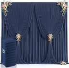 50ft x 12ft Navy Blue Backdrop Curtains Wrinkle Free Backdrop Curtain for Wedding Parties Blue Fabric Backdrops Drapes Back Drop Cloth Bridal Shower Stage Curtains Wedding Decorations for Reception by Tao-GePartyDecorations