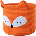 VK VK·LIVING Fox Toy Basket Cotton Rope Animal Baskets Orange Laundry Hamper for Toys, Clothes,Gifts,Towels, Blankets, Empty Gift Basket for Organizing with Handles 15''x14'' by VKVK%C2%B7LIVING