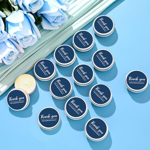 MTLEE 50 Pcs Navy Blue Thank You Candles Baby Shower Wedding Favors - Image 2