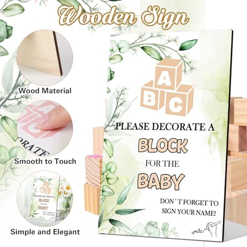 ELESTONE 119 PCS Baby Shower Blocks Game Set with Wooden Storage Box - Image 4