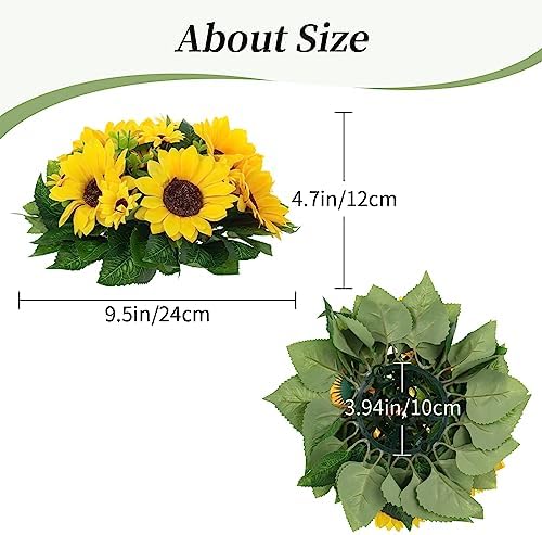 BLOSMON Sunflowers Artificial Flowers Ball - 10 Pcs Fake Yellow Sunflower Flowers CenterPieces Decoration for Wedding Table - Silk Kissing Floral Arrangements for Home Party Event DIY Decor - Image 6