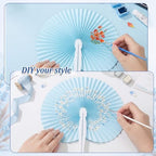 Mifoci 60 Pcs Blue 24 Pcs Round Paper Folding Fans Bulk for Party - Image 6