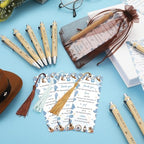 Gilprop 50 Sets Baby Shower Favors for Guests Includes 50 Baby Shower Ballpoint Pens 50 Thank You Bookmarks 50 Organza Bags for Gender Reveal Gifts Guest Prizes(Cowboy,Blue) - Image 2