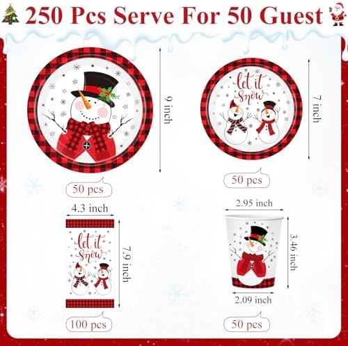 Funnymoom 250 Pcs Winter Snowman Party Decorations For Christmas - Image 3