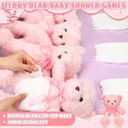 Seenelling 6 Sets Bear Diaper Changing Baby Shower Game Kit, Pink - Image 3