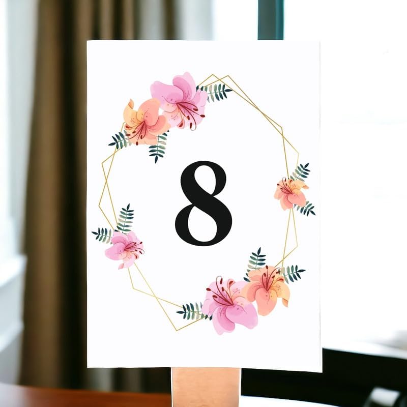 Pink Floral Design Table Number Cards Double Sided Party Table Numbers for Reception Baby Shower Anniversary Birthday Bridal Party 5x7 100 Pcs - Image 2